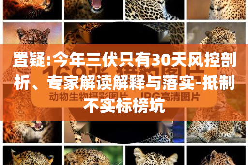 置疑:今年三伏只有30天風(fēng)控剖析、專家解讀解釋與落實(shí)-抵制不實(shí)標(biāo)榜坑
