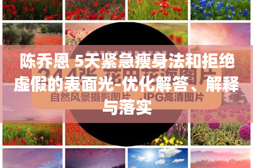 陳喬恩 5天緊急瘦身法和拒絕虛假的表面光-優(yōu)化解答、解釋與落實(shí)
