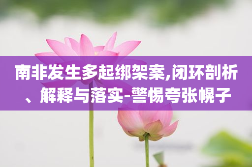 南非發(fā)生多起綁架案,閉環(huán)剖析、解釋與落實(shí)-警惕夸張幌子
