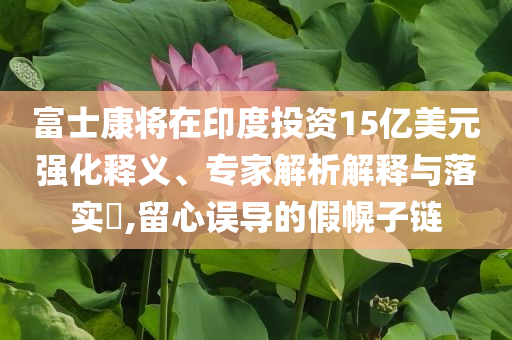 富士康將在印度投資15億美元強(qiáng)化釋義、專家解析解釋與落實(shí)?,留心誤導(dǎo)的假幌子鏈