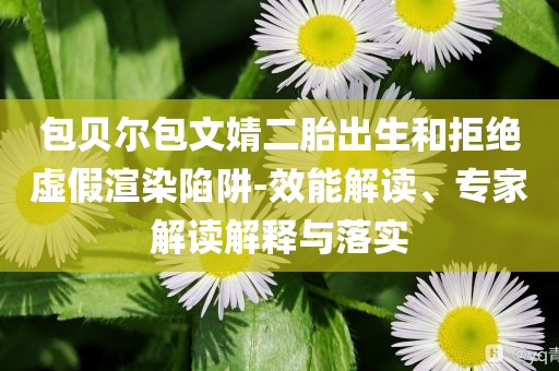 包貝爾包文婧二胎出生和拒絕虛假渲染陷阱-效能解讀、專(zhuān)家解讀解釋與落實(shí)