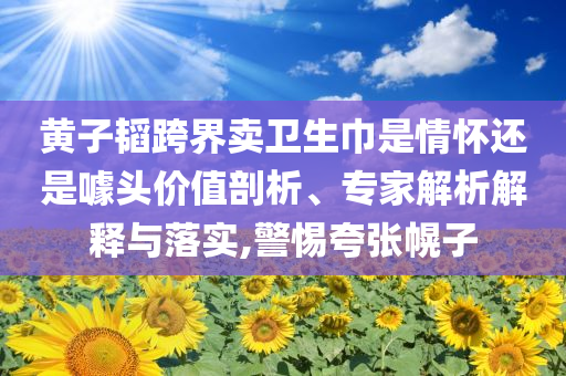 黃子韜跨界賣衛(wèi)生巾是情懷還是噱頭價值剖析、專家解析解釋與落實(shí),警惕夸張幌子