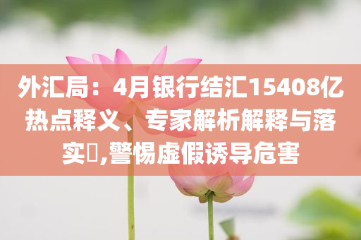 外匯局：4月銀行結(jié)匯15408億熱點(diǎn)釋義、專家解析解釋與落實(shí)?,警惕虛假誘導(dǎo)危害
