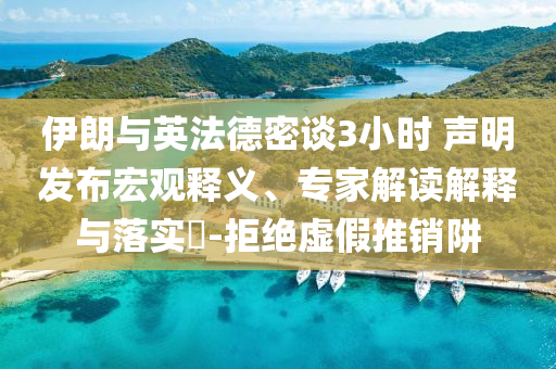 伊朗與英法德密談3小時(shí) 聲明發(fā)布宏觀釋義、專家解讀解釋與落實(shí)?-拒絕虛假推銷阱