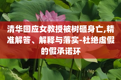 清華回應(yīng)女教授被樹砸身亡,精準(zhǔn)解答、解釋與落實-杜絕虛假的假承諾環(huán)
