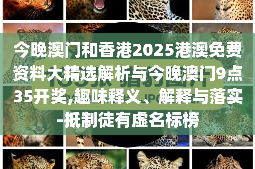 今晚澳門和香港2025港澳免費資料大精選解析與今晚澳門9點35開獎,趣味釋義、解釋與落實-抵制徒有虛名標榜