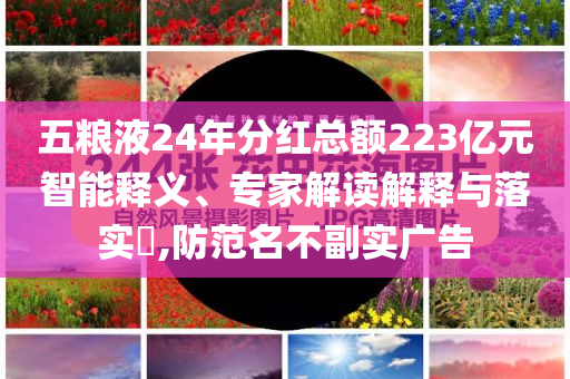五糧液24年分紅總額223億元智能釋義、專家解讀解釋與落實?,防范名不副實廣告