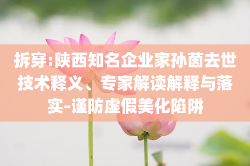 拆穿:陜西知名企業(yè)家孫茵去世技術(shù)釋義、專家解讀解釋與落實-謹防虛假美化陷阱