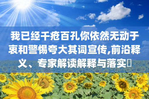 我已經(jīng)千瘡百孔你依然無動于衷和警惕夸大其詞宣傳,前沿釋義、專家解讀解釋與落實?